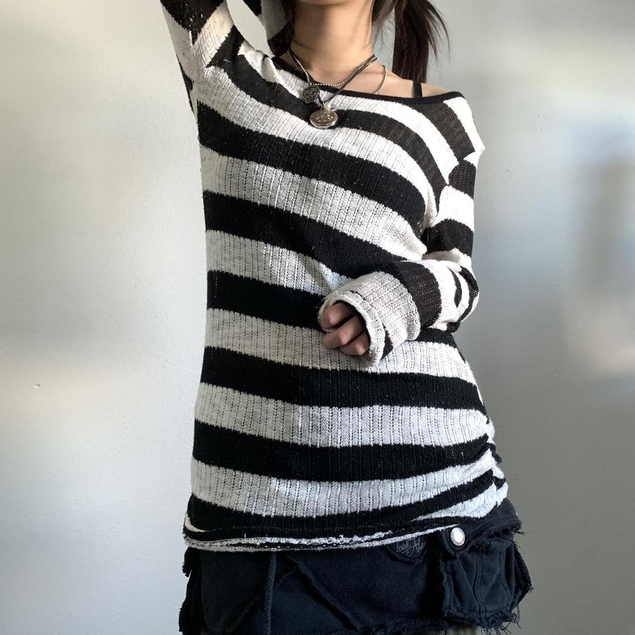 Striped Long Sleeve Loose Knit Top