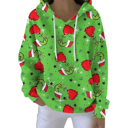 Women's Plaid Christmas Grinch Print Hoodie