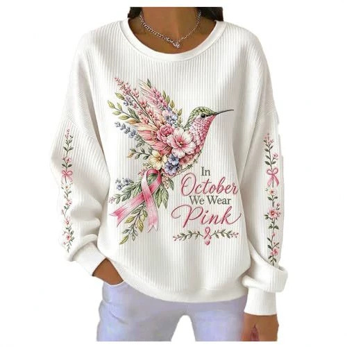 Women's Bird Floral Letter Print Casual Pullover Hoodie