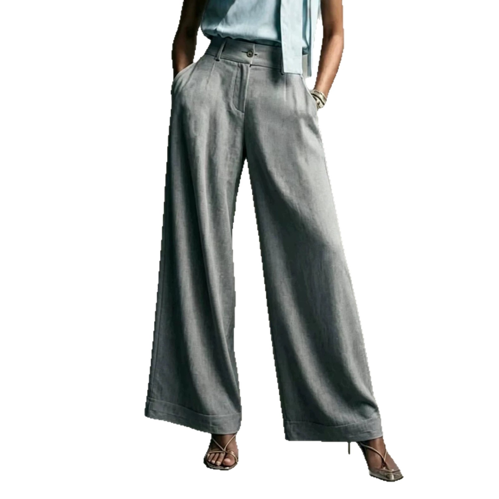 Women's Solid Color Wide-Leg High-Waist Loose Casual Pants