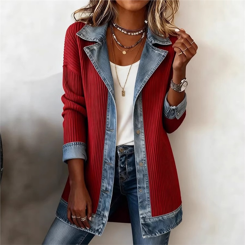 Women's Slim Fit Long Sleeve Patchwork Jacket