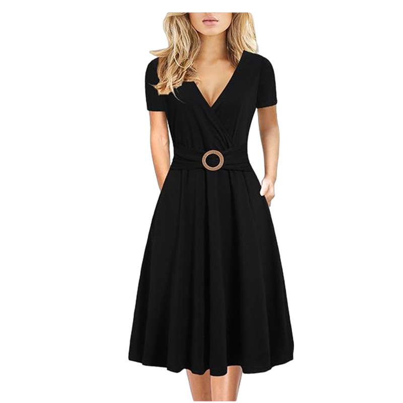 Women's Midi Printed Swing Dress Short Sleeve Pullover