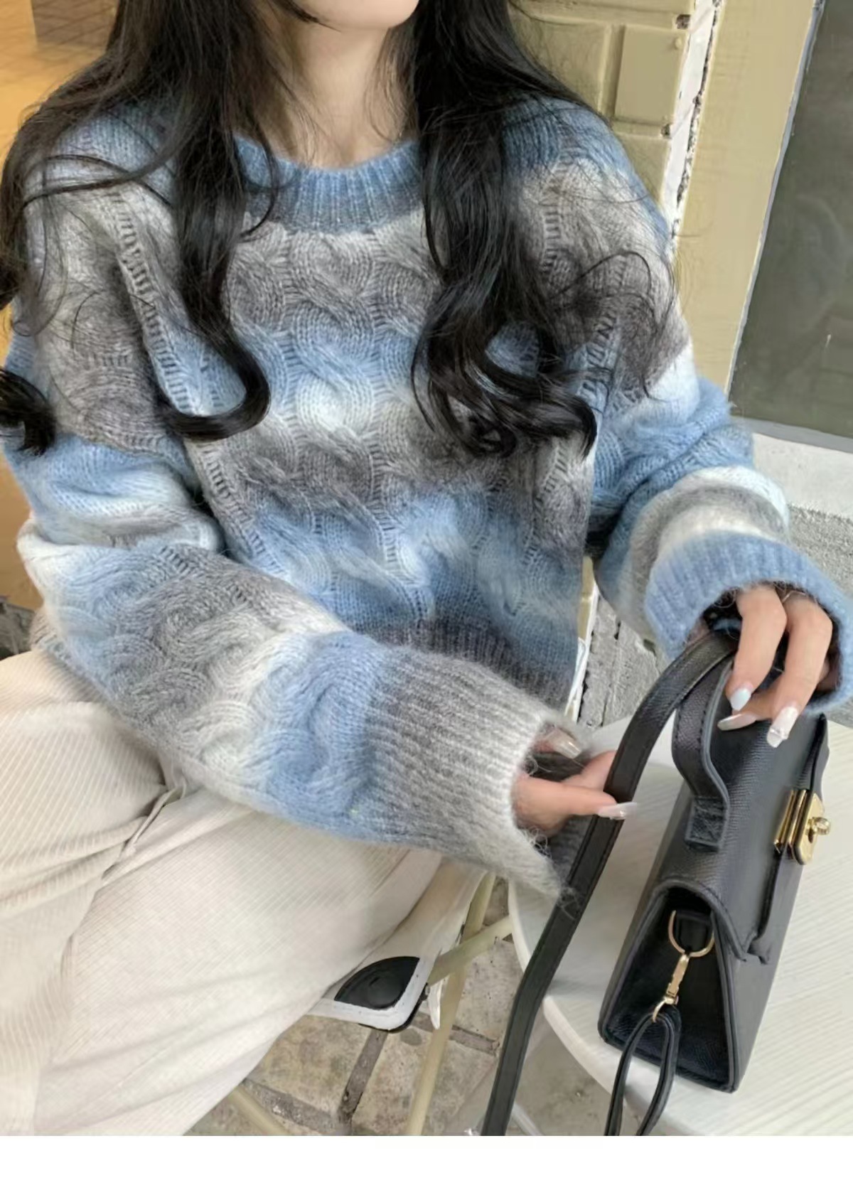 Trendy Color-Block Lazy Style Women's Sweater
