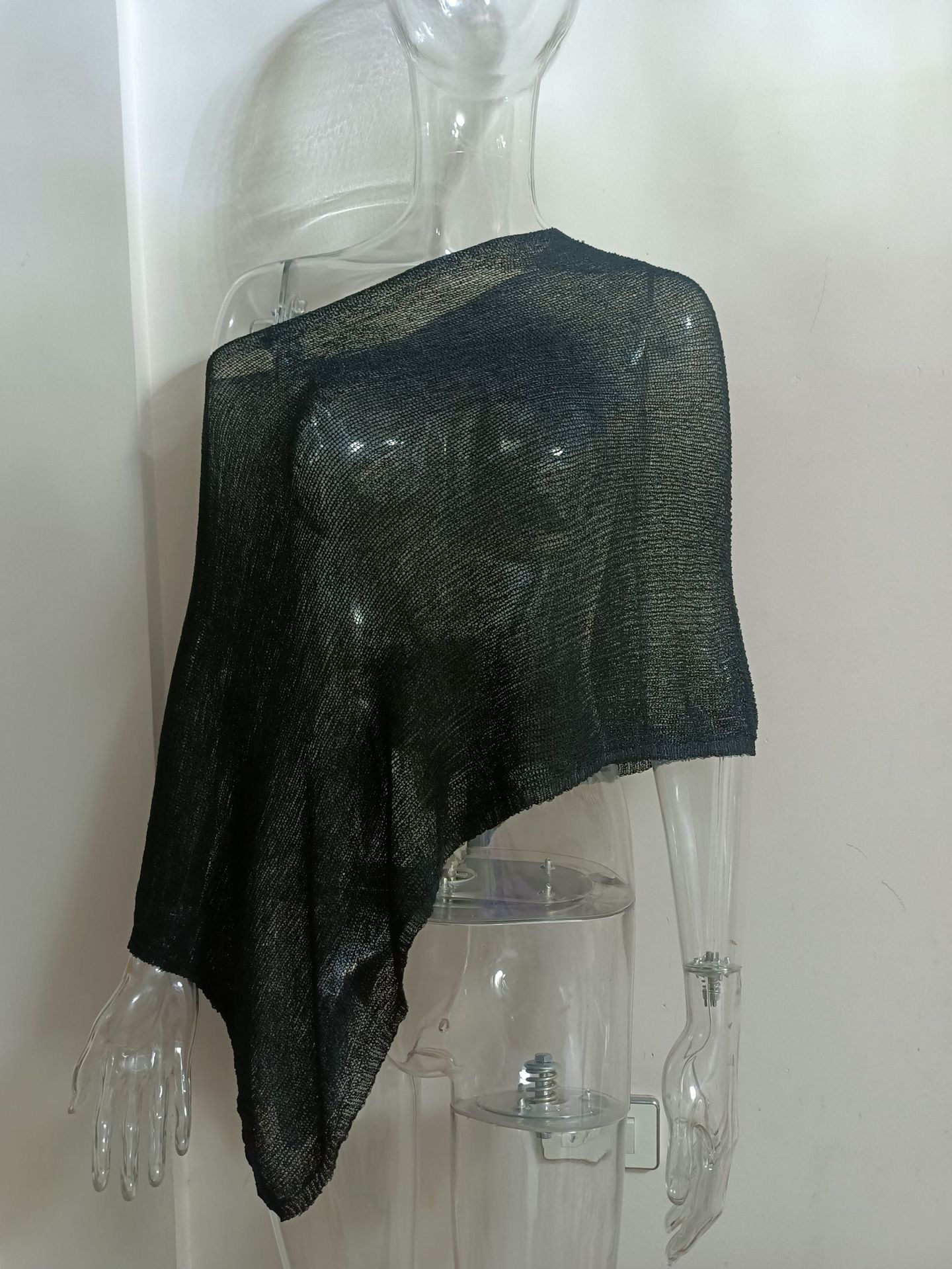 Irregular Hollow-Out Knit Beach Cover-Up Sun Protection Shawl
