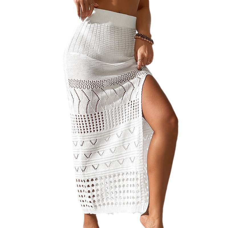 Sleeveless Knit Crop Top and Slit Maxi Skirt Two-Piece Beach Set