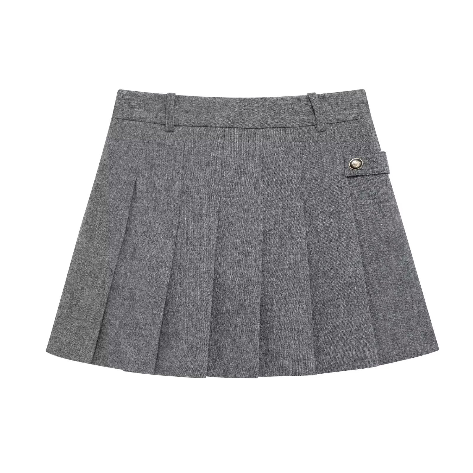 Women's Round Neck Button-Trim Long Sleeve Jacket and Skirt Set