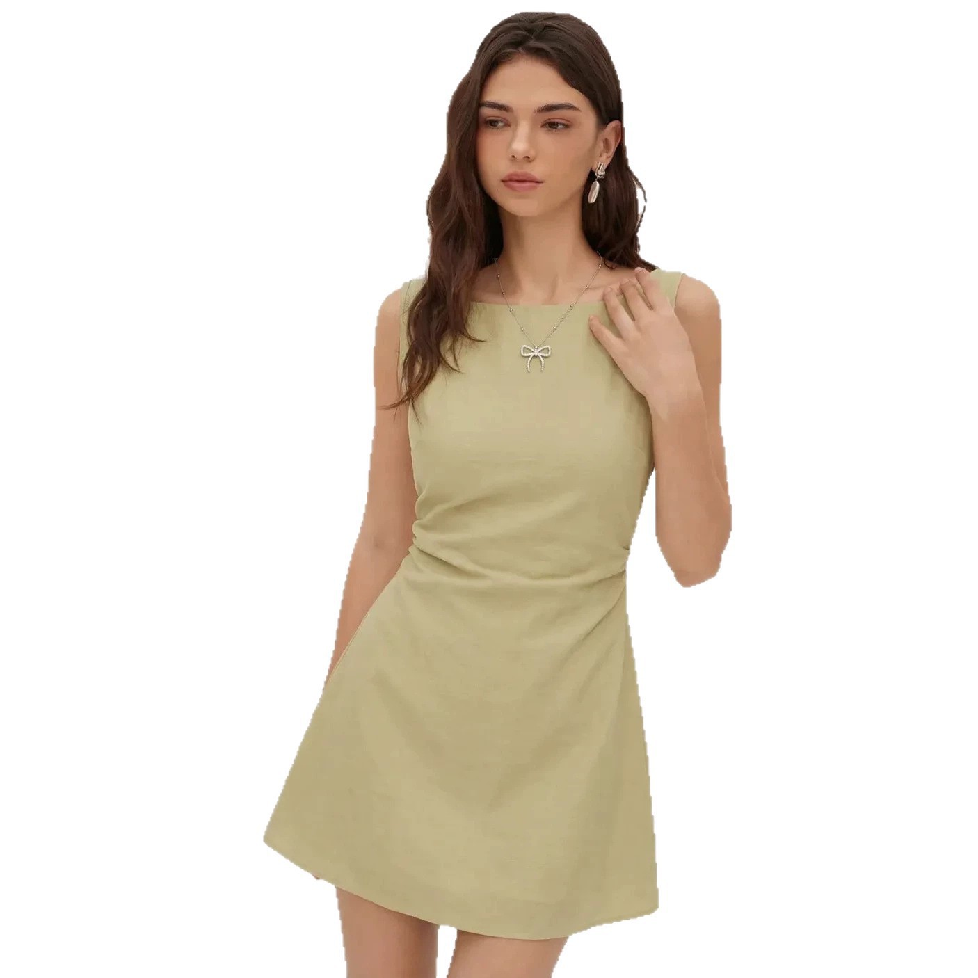 Women's Sleeveless Open-Back Bow Dress Slim Fit French Style