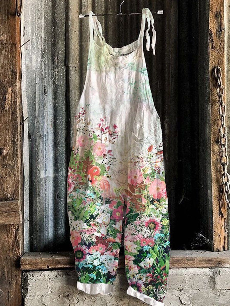 Sweet Floral Print Wide-Leg Jumpsuit
