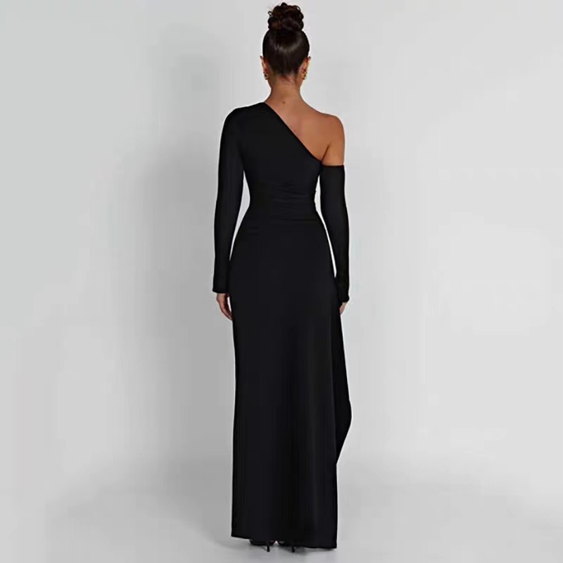 Sexy Asymmetric One-Shoulder High-Slit Long Dress