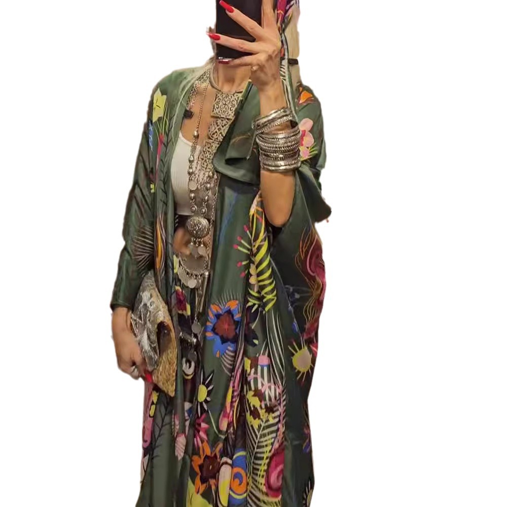 Women's Kimono Print Casual Loose Two-Piece Set