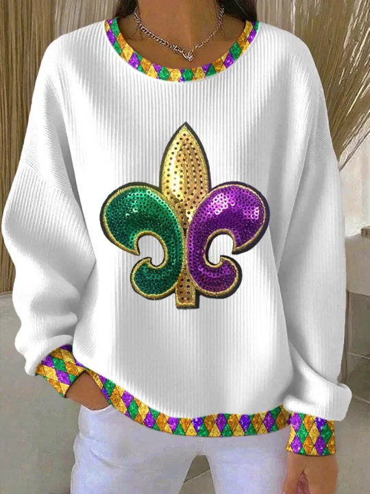Iris Royal Print Women's Crewneck Sweatshirt