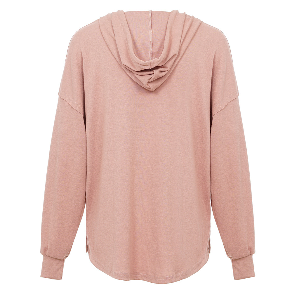 Women's Casual Loose Solid Color Hooded Sweatshirt