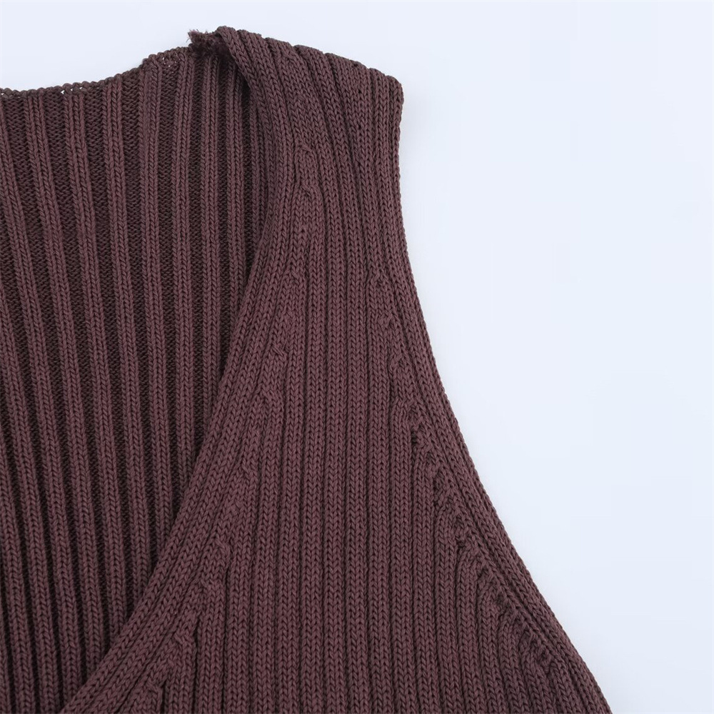 Ruffle Knit Top with Tie Detail