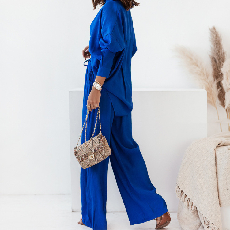 Women's Solid Color High-Waist Two-Piece Pants Set