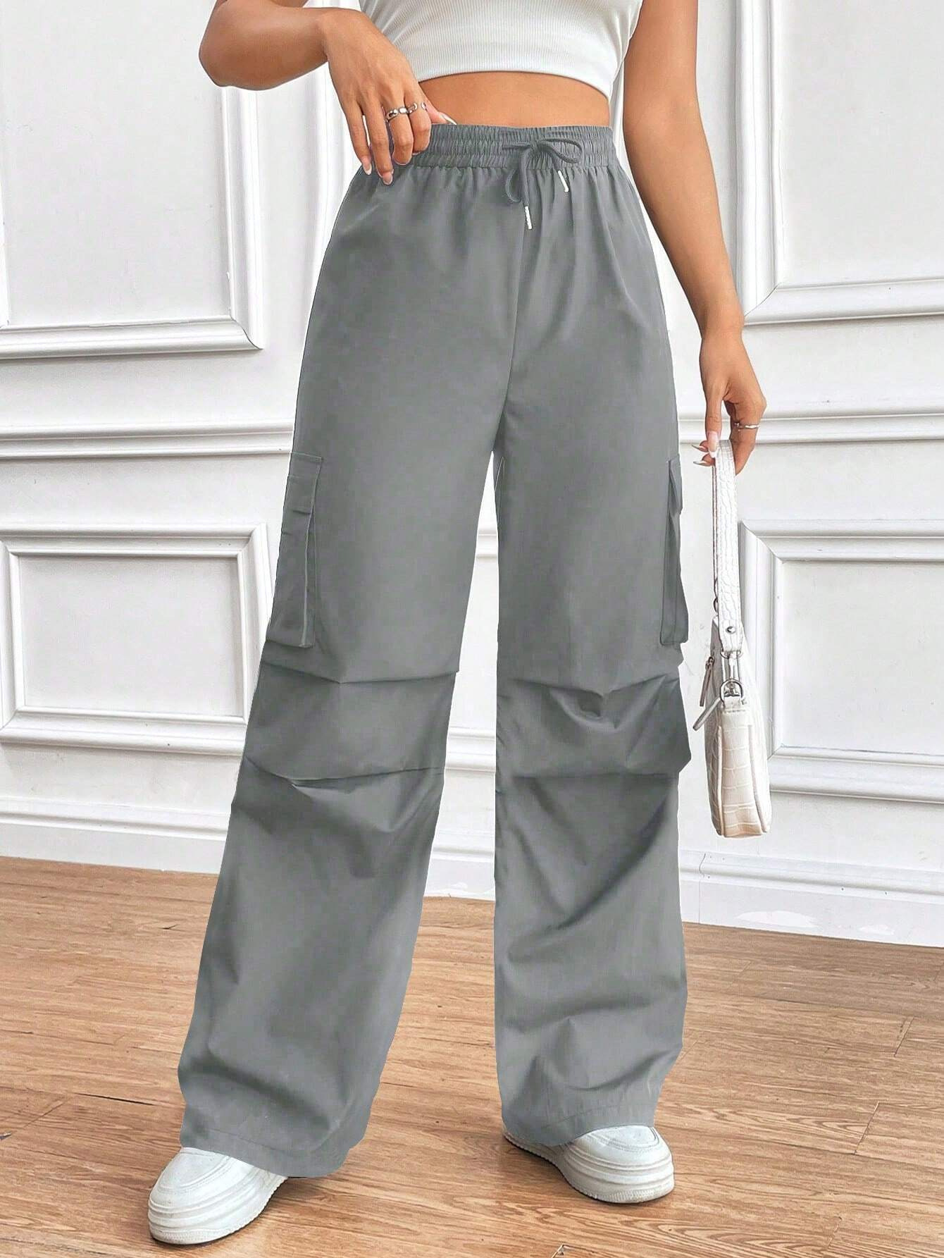 Women's High-Waist Drawstring Cargo Pants Loose Fit