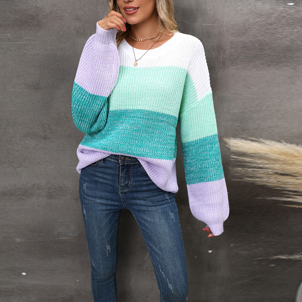 Colorblock Oversized Pullover Sweater