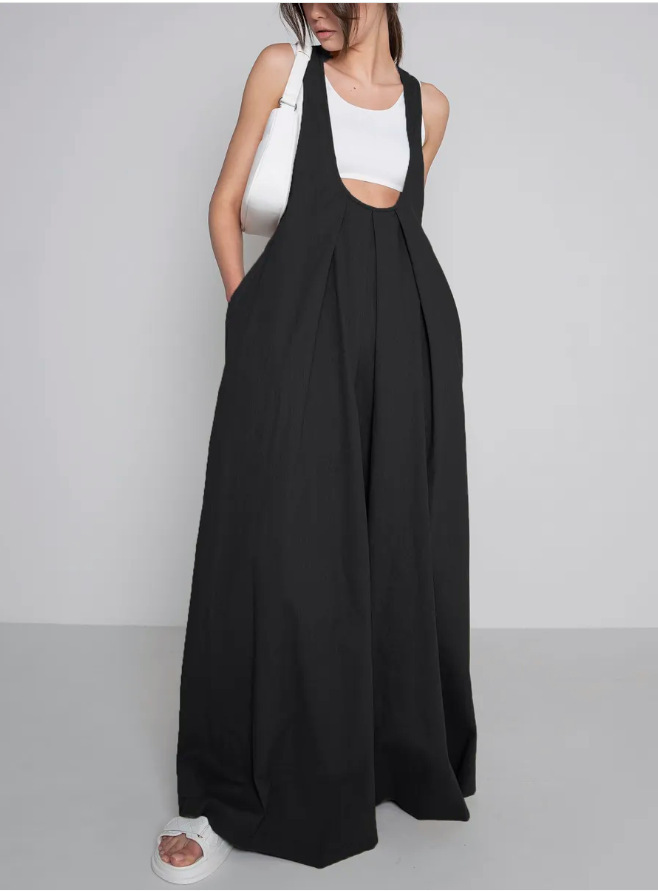 Bohemian U-Neck Sleeveless Long Dress with Loose Waist