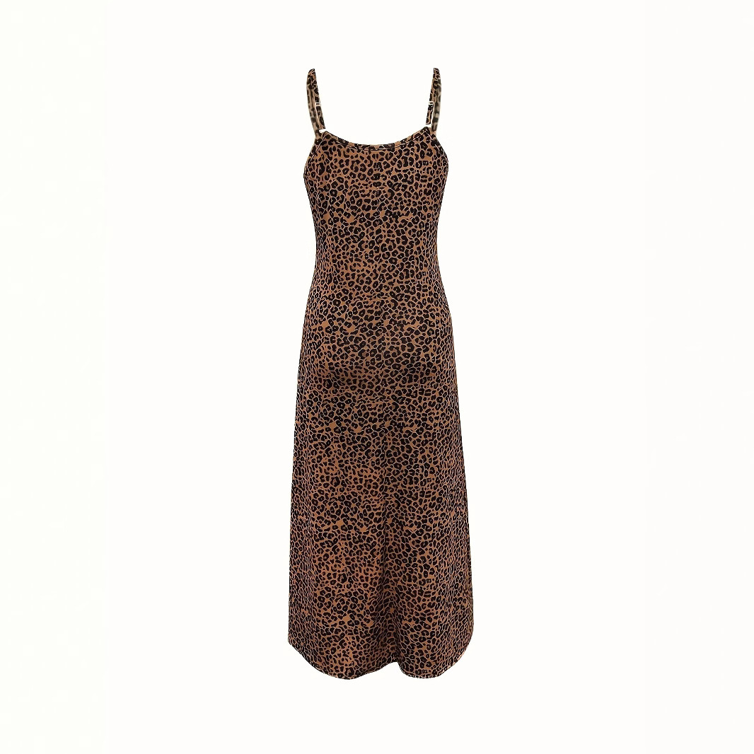 Women's Leopard Butterfly Print V-Neck Sleeveless Maxi Dress