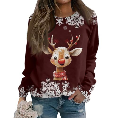 Women's Christmas Snowman Reindeer Print Sweatshirt