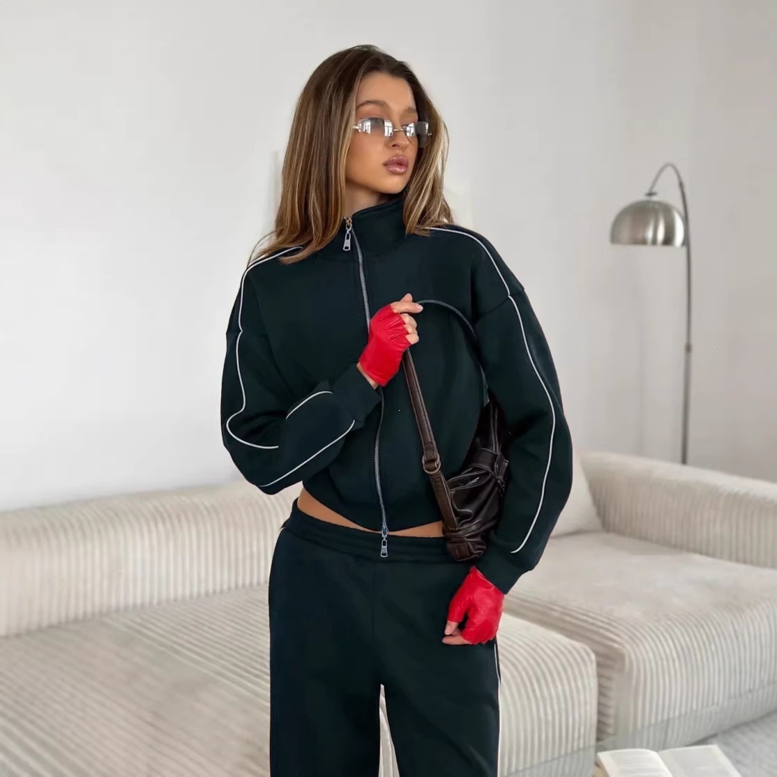 Trendy INS Style Long Sleeve Cardigan & Loose Pants Set