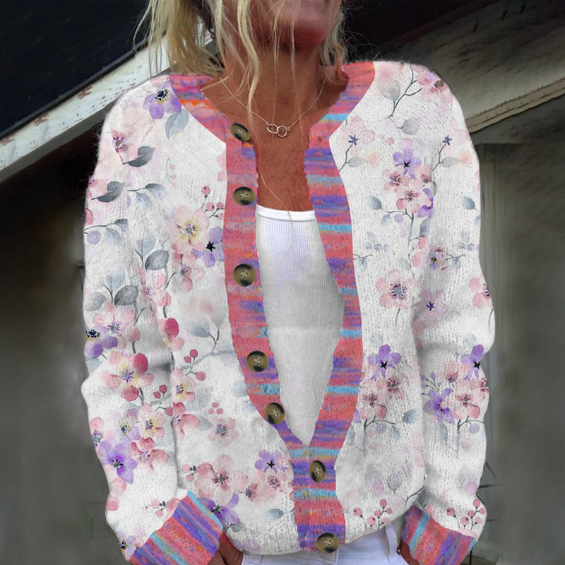 Women's Winter Animal & Floral Print Cardigan Sweater
