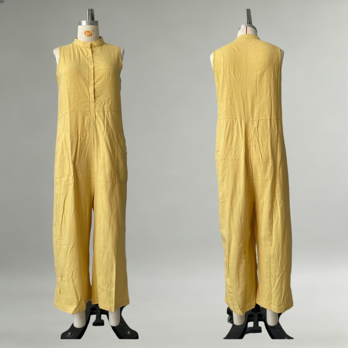Women's Casual Sleeveless Stand Collar Pocket Jumpsuit