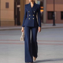 Women's Color-Block Long-Sleeve Blazer and Pants Set