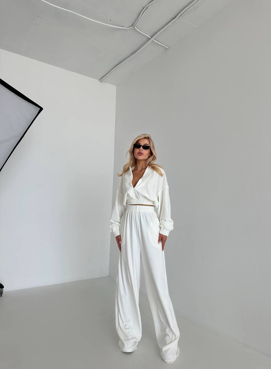 Women's Long Sleeve Zip Cardigan & Wide-Leg Pants Set