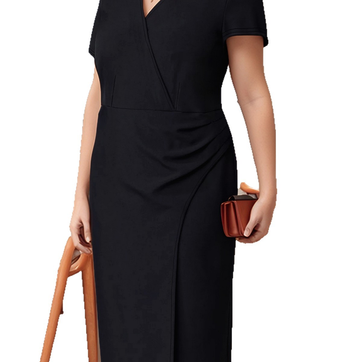 Women's Short Sleeve Solid Color Plus Size A-Line Dress