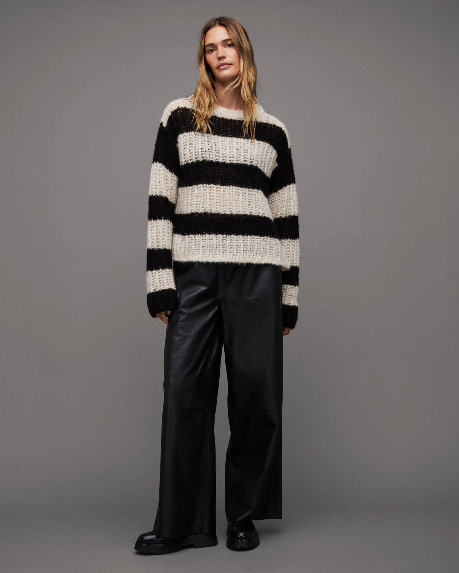 Women's Color-Block Striped Crewneck Pullover Sweater