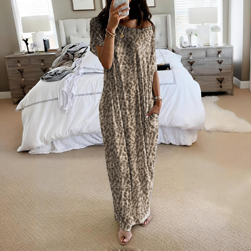 Women's Solid Color Short Sleeve Long Casual Dress