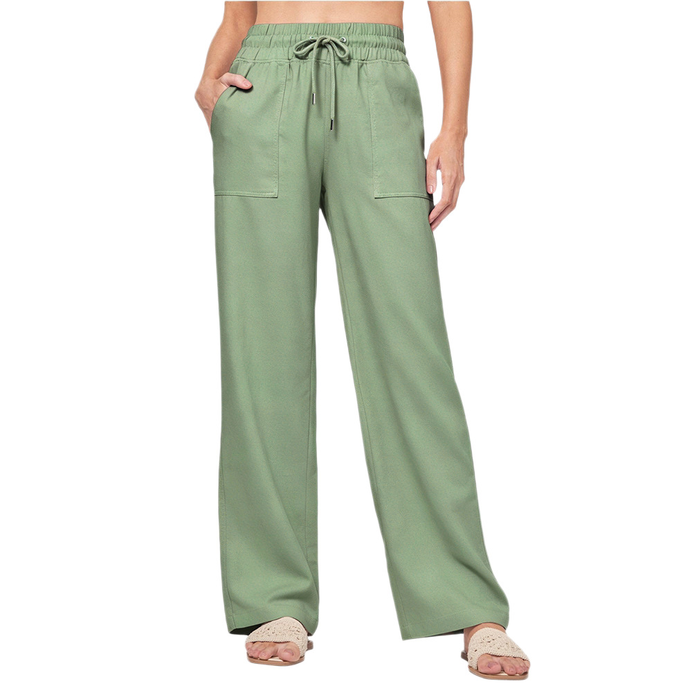 Women's High-Waist Wide-Leg Drawstring Pants with Pockets