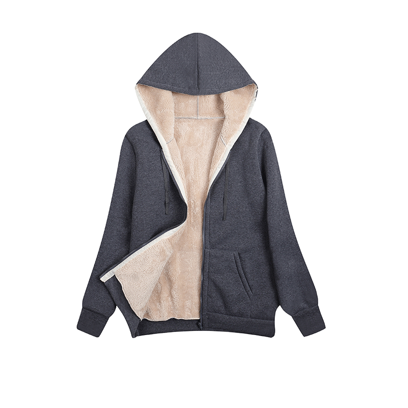 Women's Fleece-Lined Hooded Sweatshirt Plus Size Winter Pullover