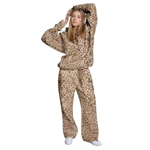 Women's Hooded Sweatshirt Set Polka Dot Print Casual Two-Piece