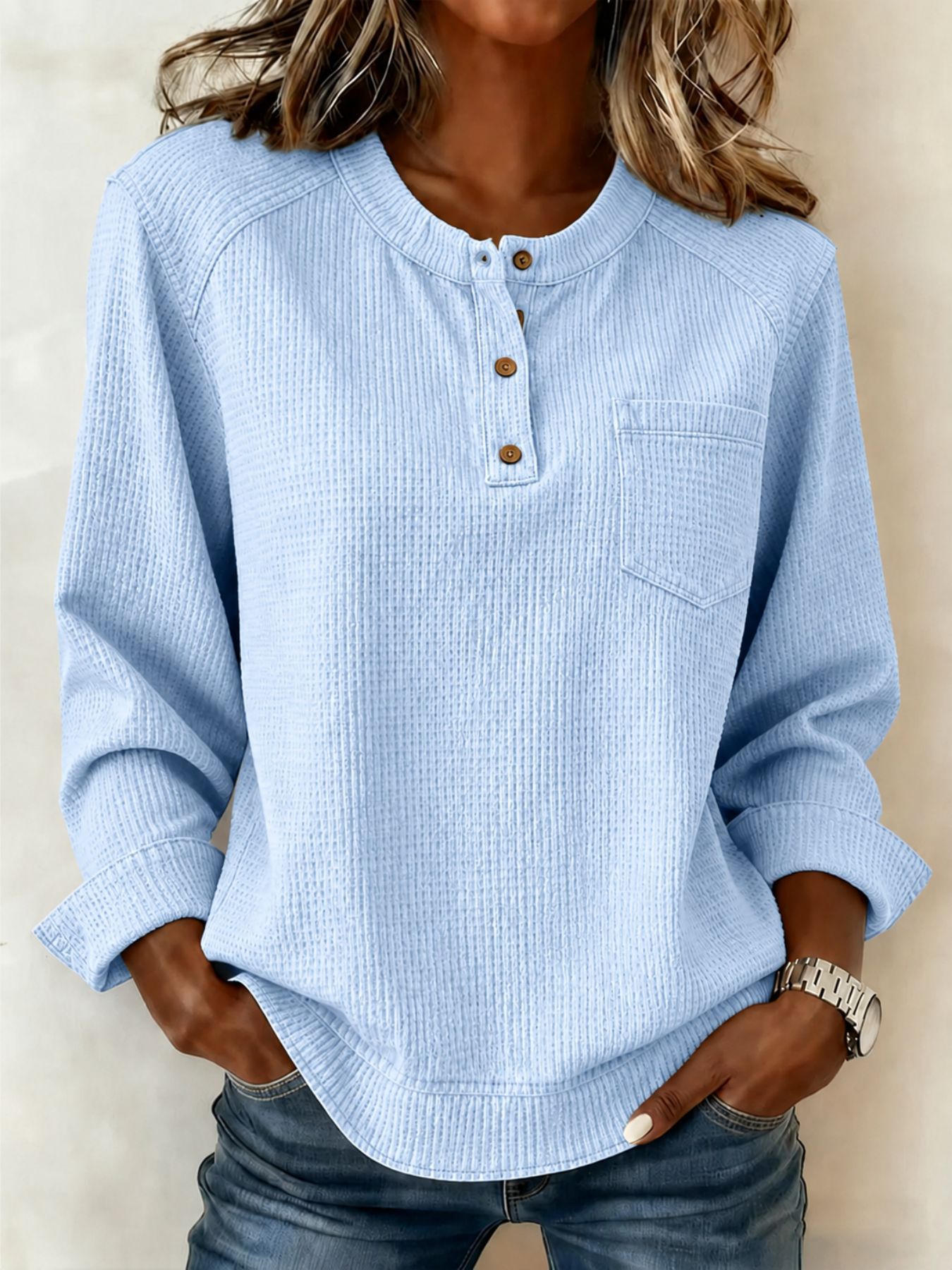 Women's Vintage Leopard Print Raglan Button Sweatshirt