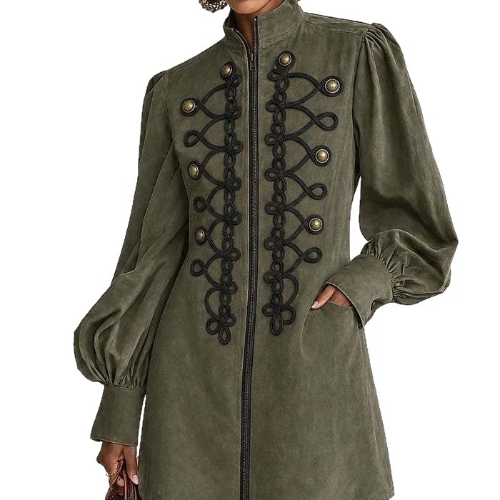 Olive Green Lantern Sleeve Mini Dress
