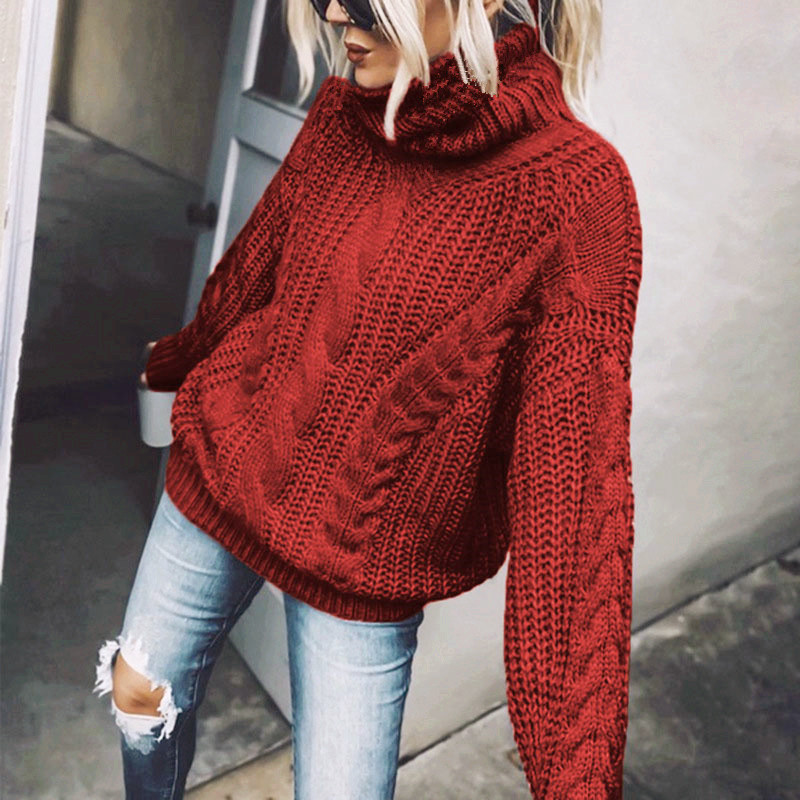 Women's Solid Turtleneck Knit Sweater