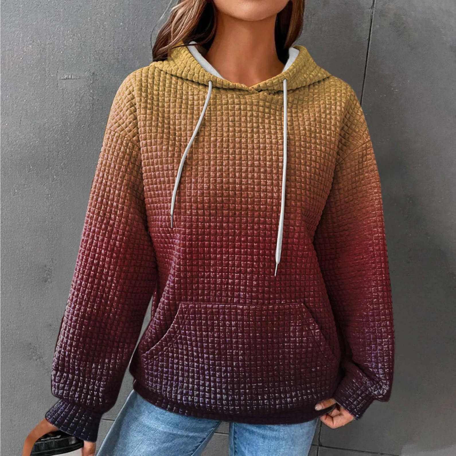 Women's Colorful Gradient Striped Print Hoodie