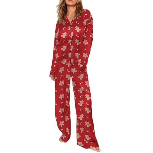 Cuban Collar Bow Ribbon Print Long Sleeve Women's Set
