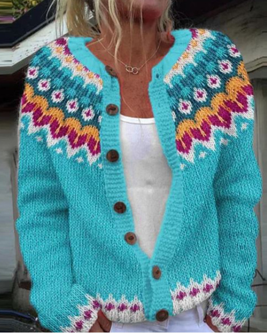 Women's Floral Print Button Cardigan Sweater