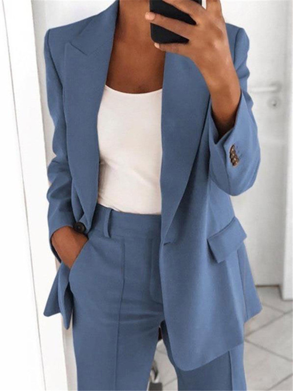2026 New Cross-Border European & American Fall/Winter Women's Commuter Suit Set – Elegant Long-Sleeve Blazer and Pants Two-Piece Set for Women