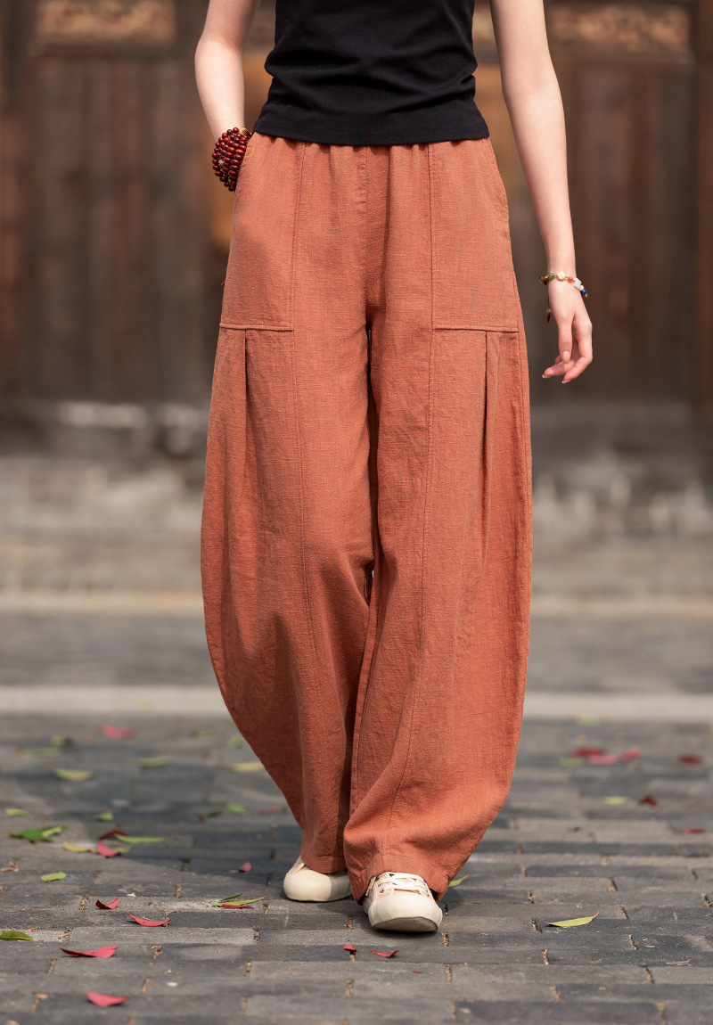 Women's Retro Loose Wide-Leg Lantern Pants Casual