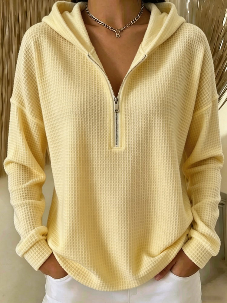 Women's Waffle Knit Zip-Up Hoodie