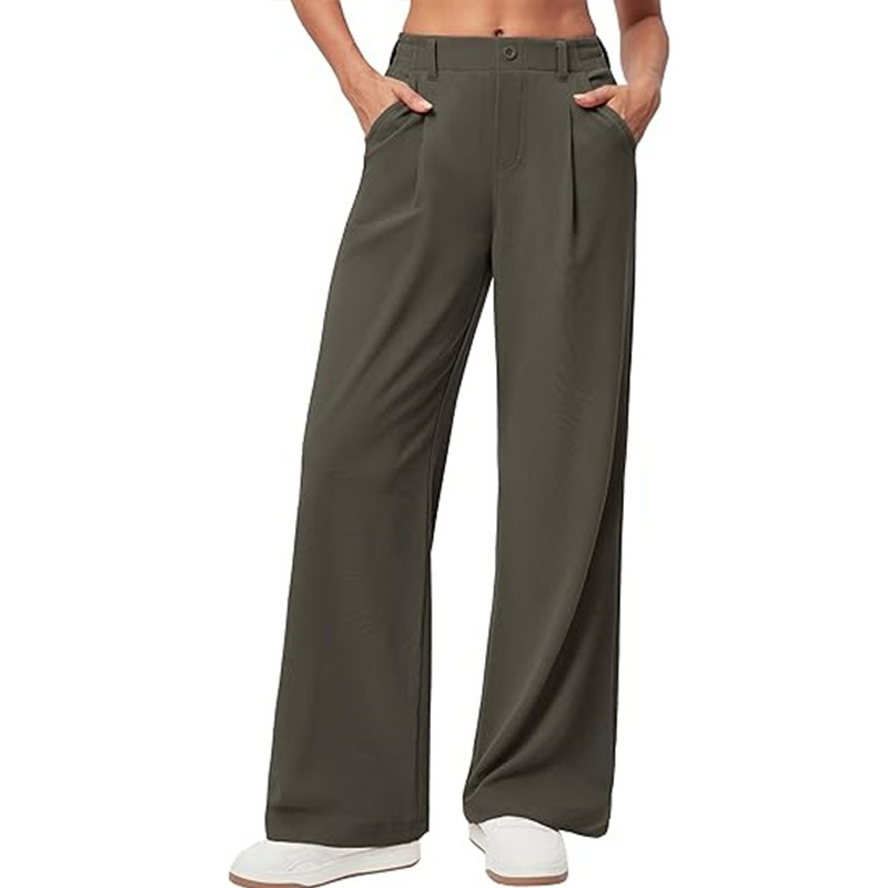 High-Waist Wide-Leg Drapey Casual Pants for Women
