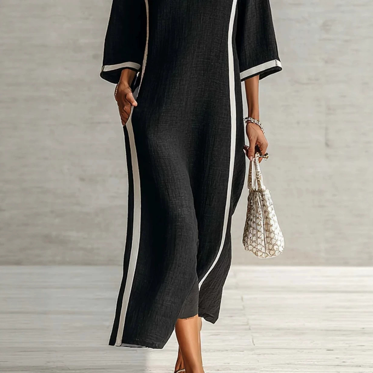 Coffee Button-Front Shirt Dress with Oversized Collar and Lantern Sleeves