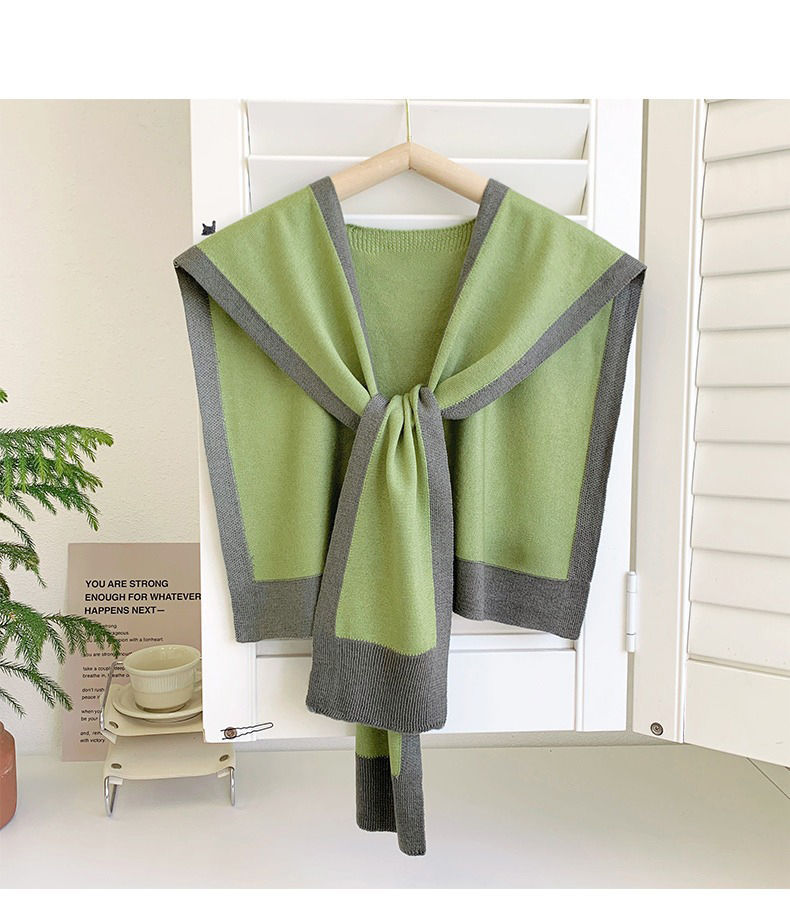 Color-Block Knit Shawl Wrap for Women – Lightweight Neck Cover