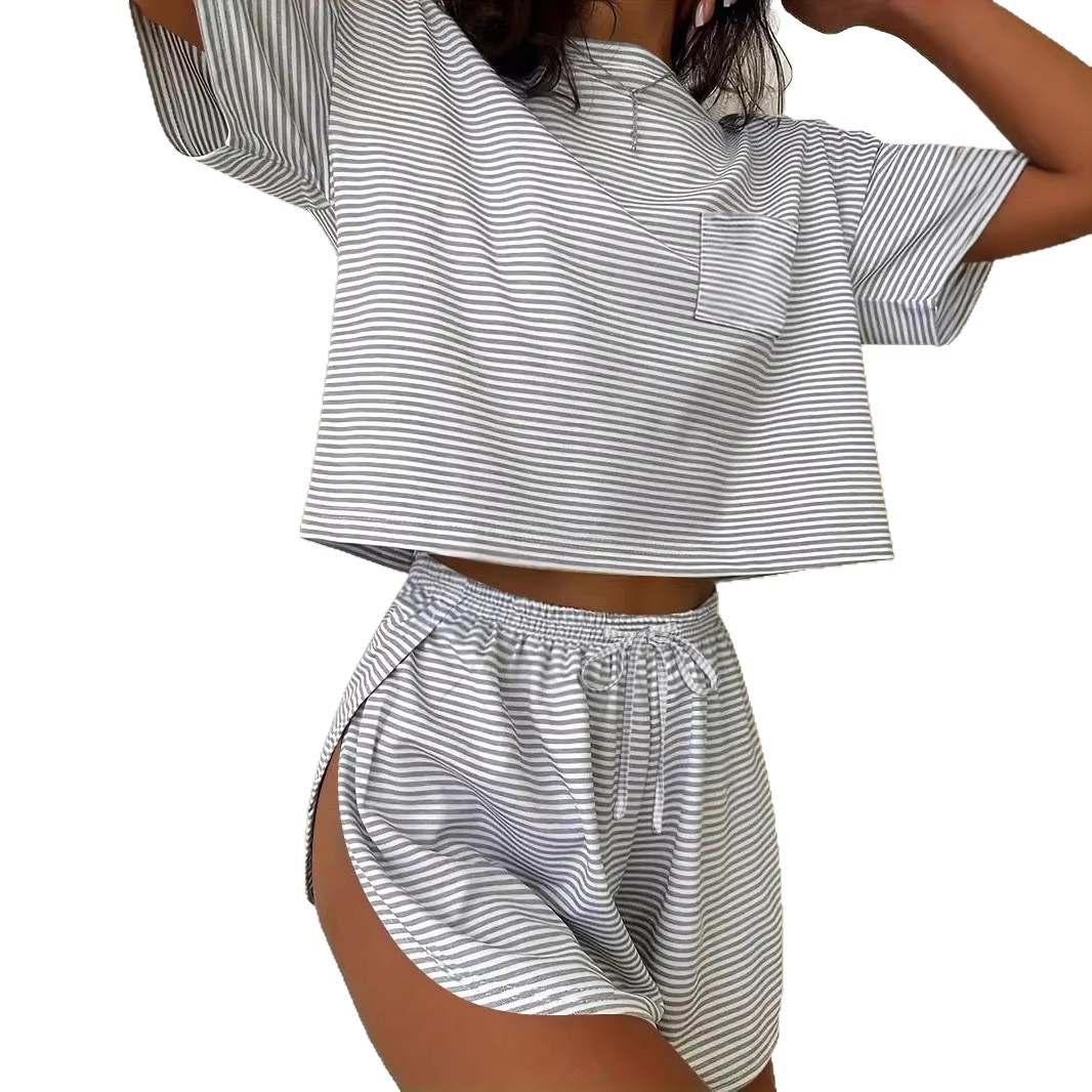 Women's Short Sleeve Two-Piece Set Crew Neck Casual Commuter Outfit