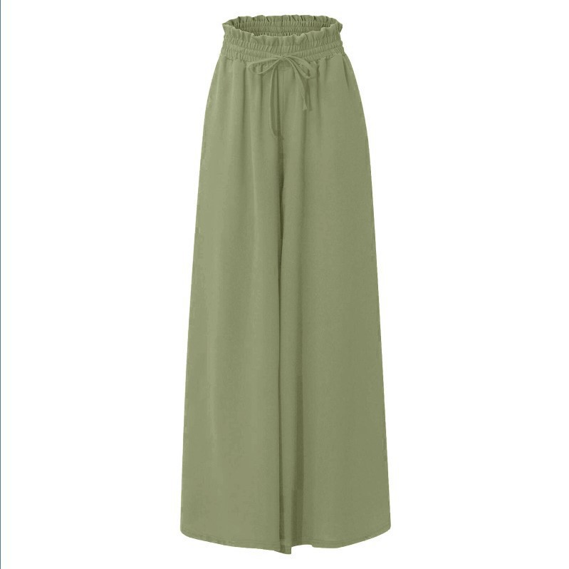 Women's High-Waist Wide-Leg Pants with Elastic Waistband