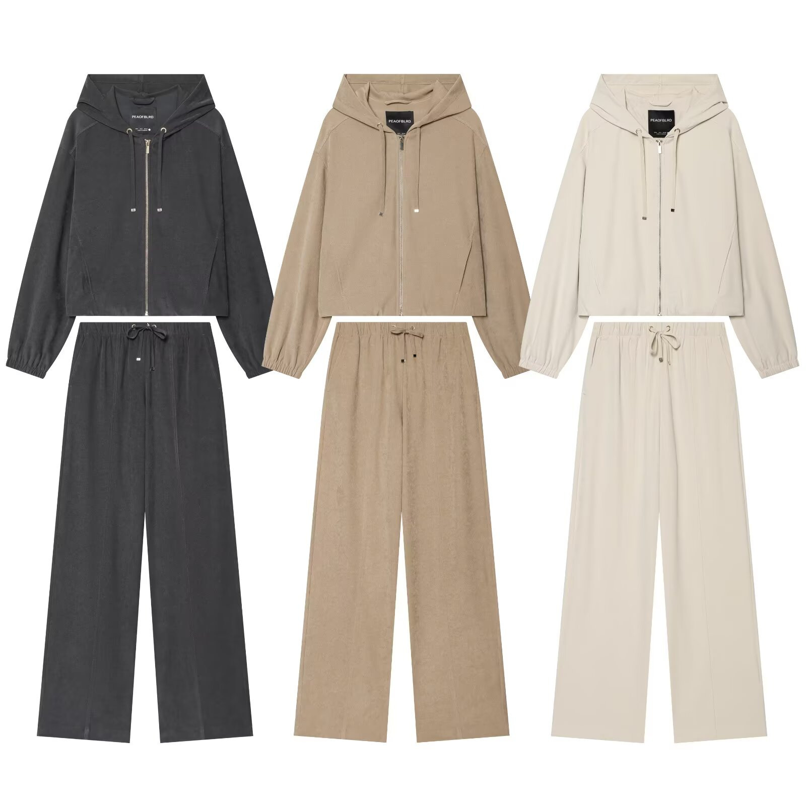 Women's Hooded Bomber Jacket and Wide-Leg Pants Set