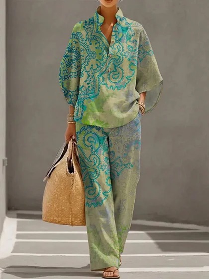 Women's Casual Solid Color Shirt Set